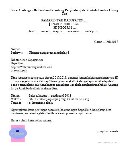 Surat Undangan Bahasa Sunda Tentang Perpisahan Dari Sekolah