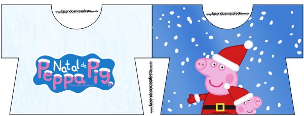 Peppa Pig en Navidad: Invitaciones para Imprimir Gratis. Tarjeta con forma de camisa de Peppa Pig en Navidad.