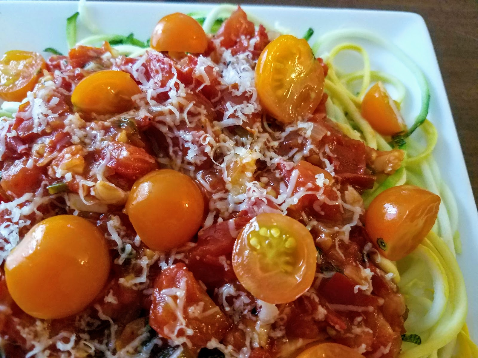 Zoodles with Fresh Marinara and Cherry Tomatoes