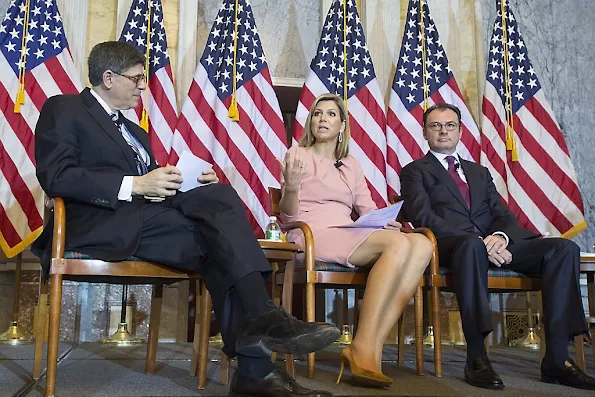 Queen Maxima of the Netherlands participates in the Financial Inclusion Forum at the Treasury Department in Washington