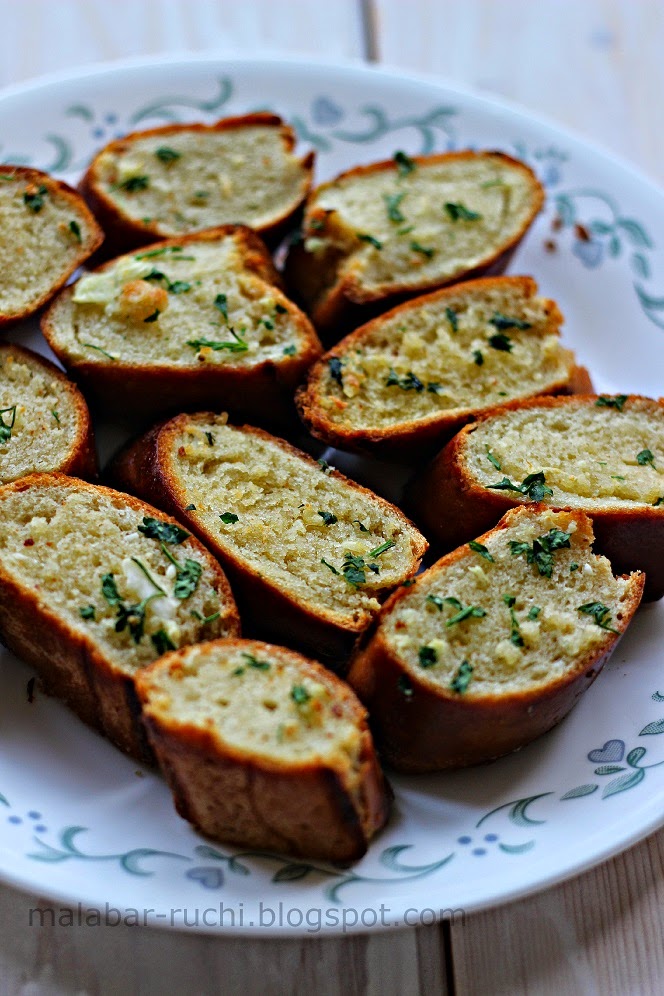 RUCHI Baguette and Garlic bread from scratch with step by step pictures