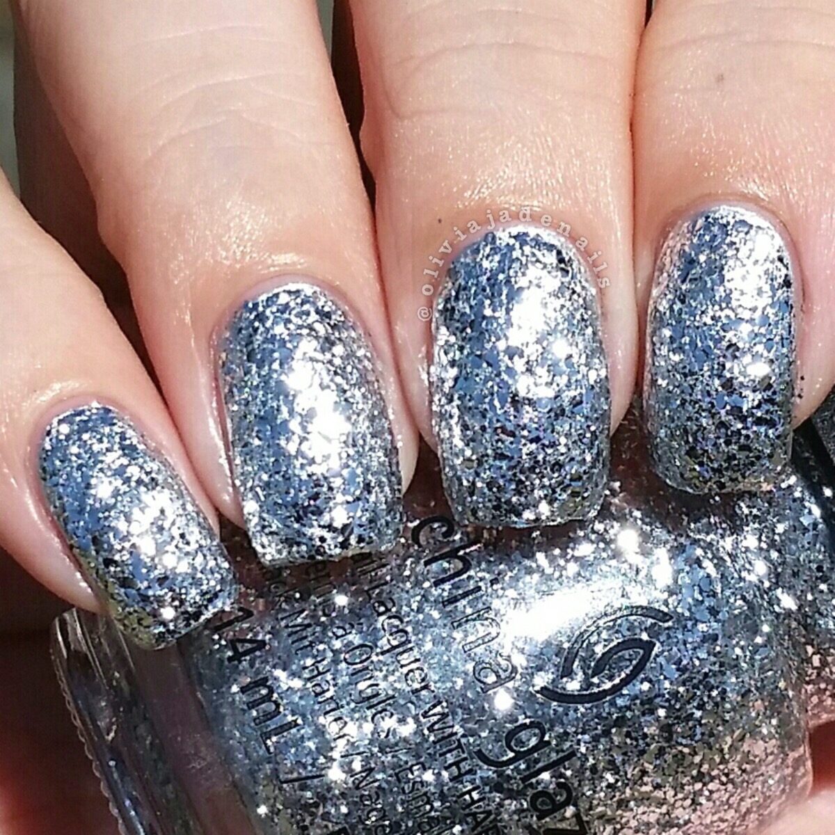 China Glaze Silver Of Sorts (over CG I'd Melt For You) swatched by Olivia Jade Nails