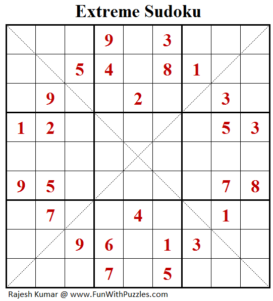 Extreme Sudoku Puzzle (Fun With Sudoku 131)