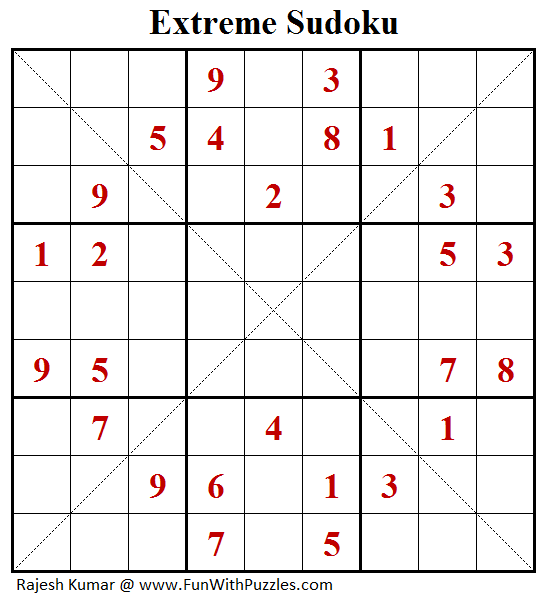 Extreme Sudoku (Fun With Sudoku #131)