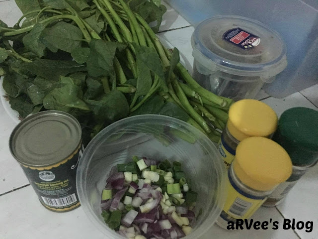 Sardines with Kangkong and Alugbati ingredients