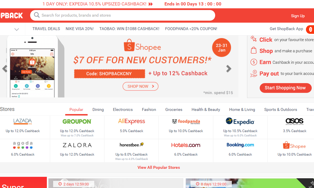 Get your cashback when you shop with Shopback