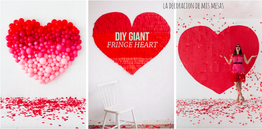 3 Corazones gigantes para decorar una pared