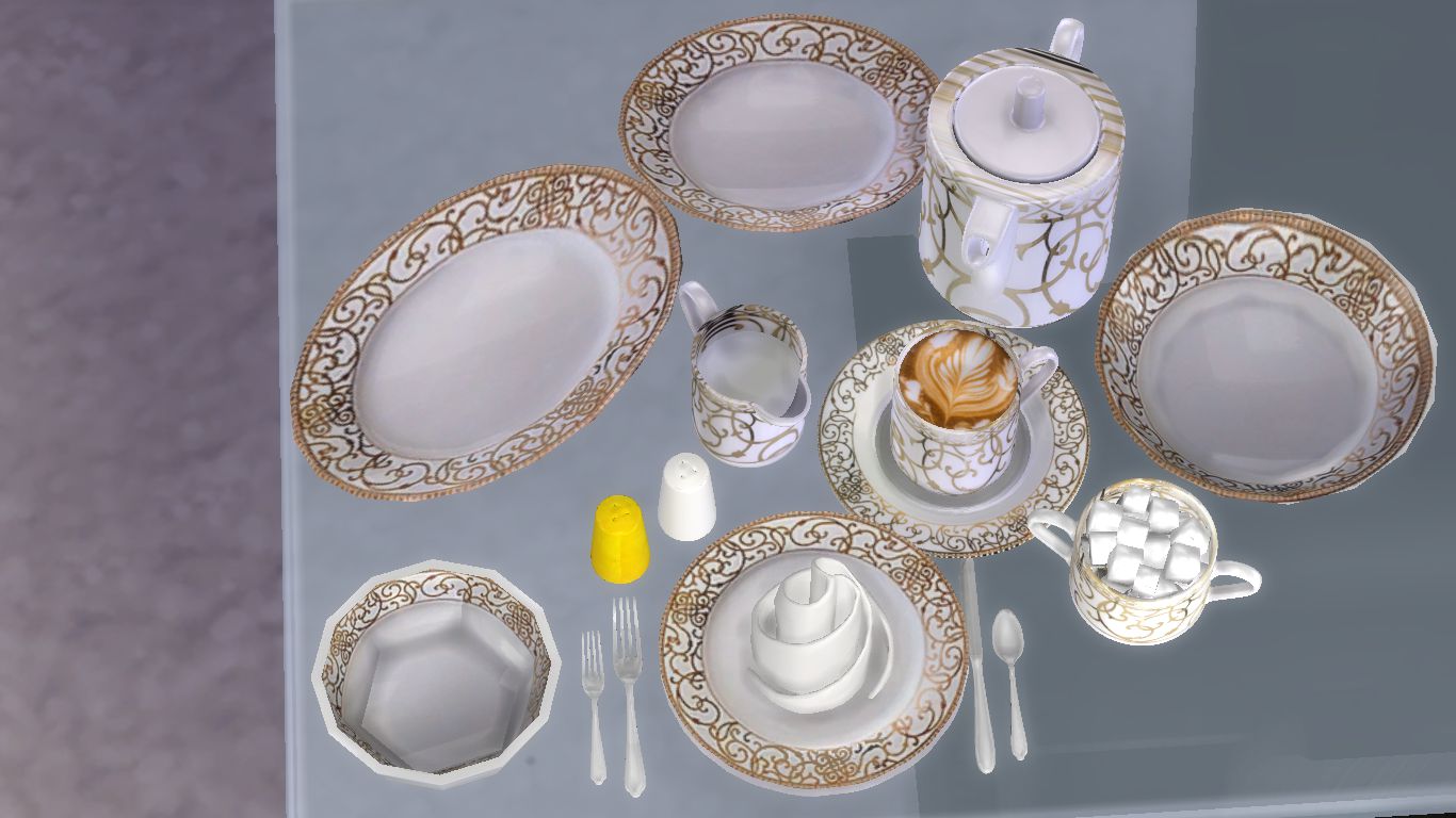 Sims 4 CC Download Modern Dining Set with Functional Dinnerware