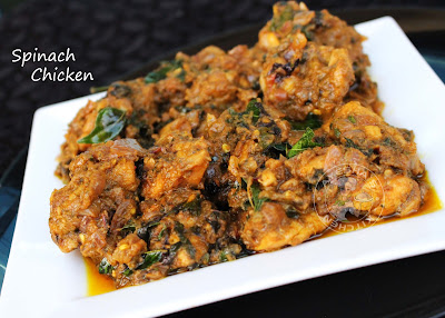 spinach chicken / saag healthy chicken recipe with spinach