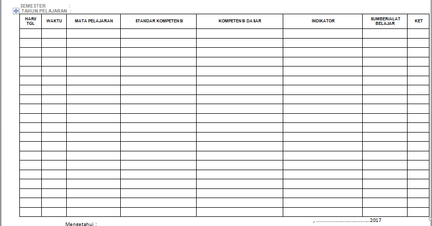 Download / Unduh Format Agenda Harian Guru Kelas SD