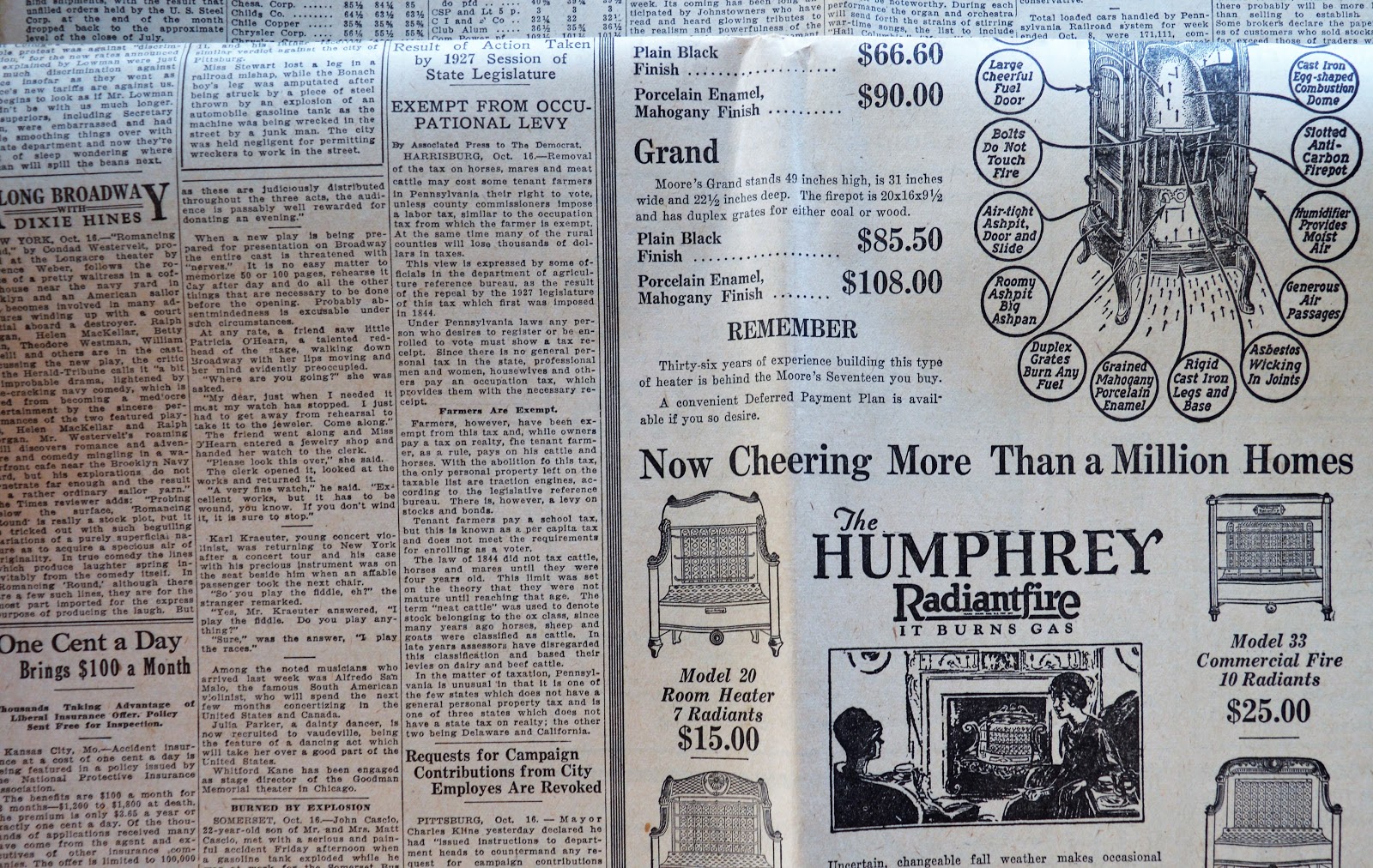 Old Johnstown Newspapers October 17, 1927 The Johnstown Democrat