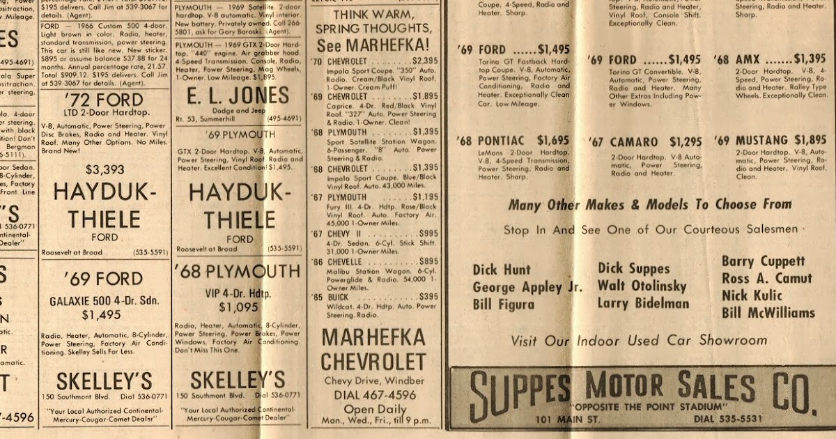 Vintage Johnstown Used Cars 1974