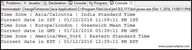 How to change Time Zone in Java?