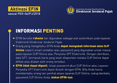 informasi penting cara aktivasi EFIN