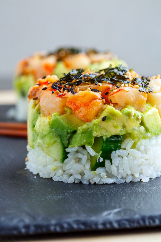 Spicy Shrimp Sushi Stacks Spicy Shrimp Sushi Stacks