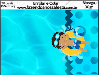 Fiesta en la Piscina, Niño Moreno: Etiquetas para Candy Bar para Imprimir Gratis. Etiquetas de Fiesta en la Piscina, Niño Moreno para imprimir gratis.