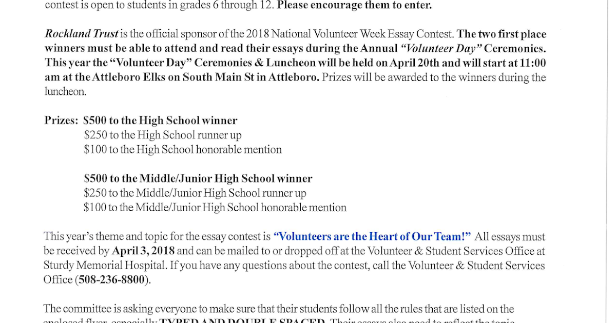 Middle school essay contest questions