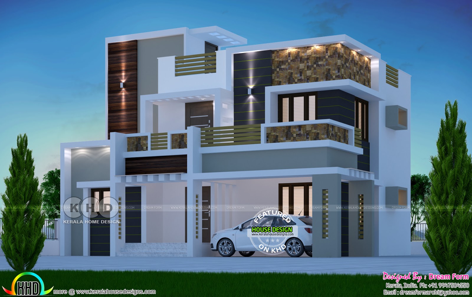 2074 square feet box type modern home - Kerala home design and floor