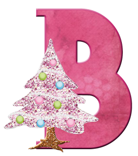 Alfabeto Navideño en Rosa con Árbol de Navidad.
