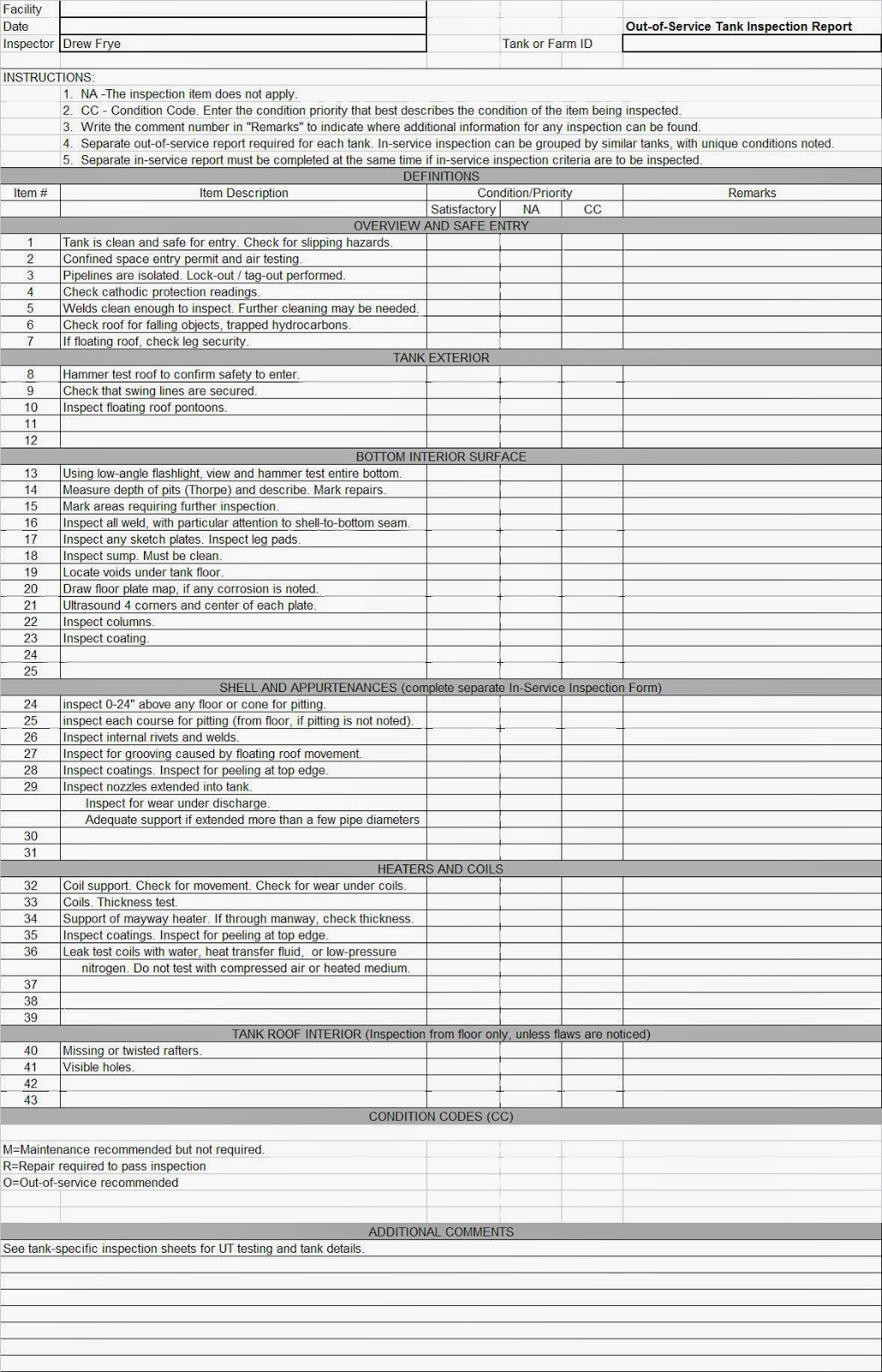 SPCC Tank Inspections... Inspection WorkbooksExamples
