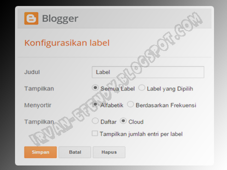 (Penampakan) Konfigurasi Widget Sebelum membuat Widget Label Cloud Flat UI (Penampakan) Konfigurasi Widget Sebelum membuat Widget Label Cloud Flat UI