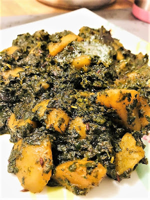 Aloo Palak ( Fried Potatoes tossed with spinach)