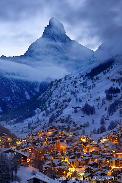 Enchanted Zermatt in Switzerland is aglow beneath the towering Matterhorn and Swiss Alps.  Please note all written content is the property of EuroTravelogue™. Photography is copyrighted by Brian Jannsen Photography. Unauthorized use is prohibited.