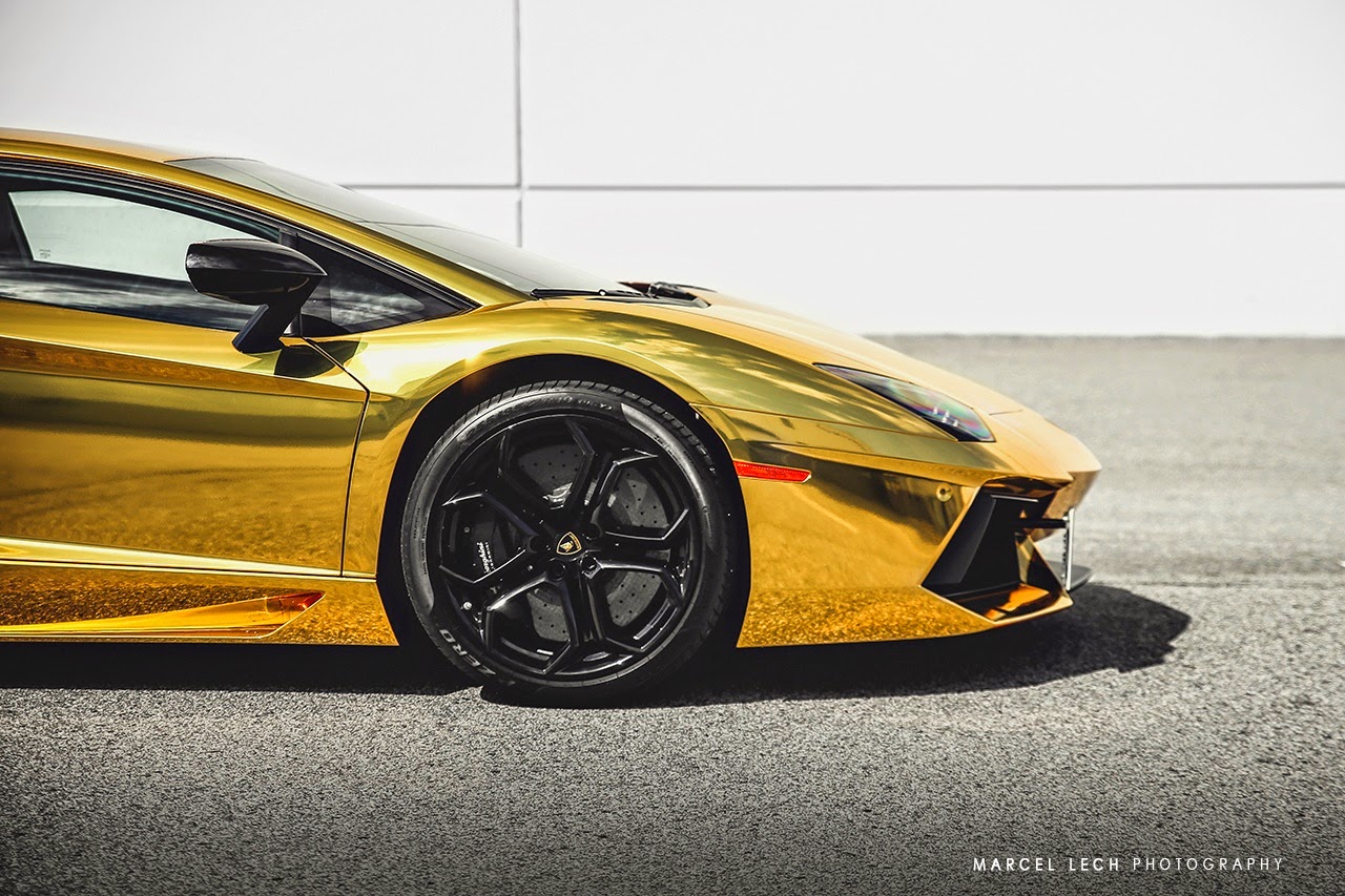 Chrome Gold Lamborghini Aventador by Marcel Lech.