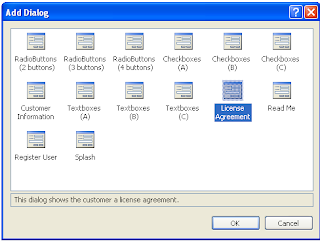 License agreement dialog in setup project