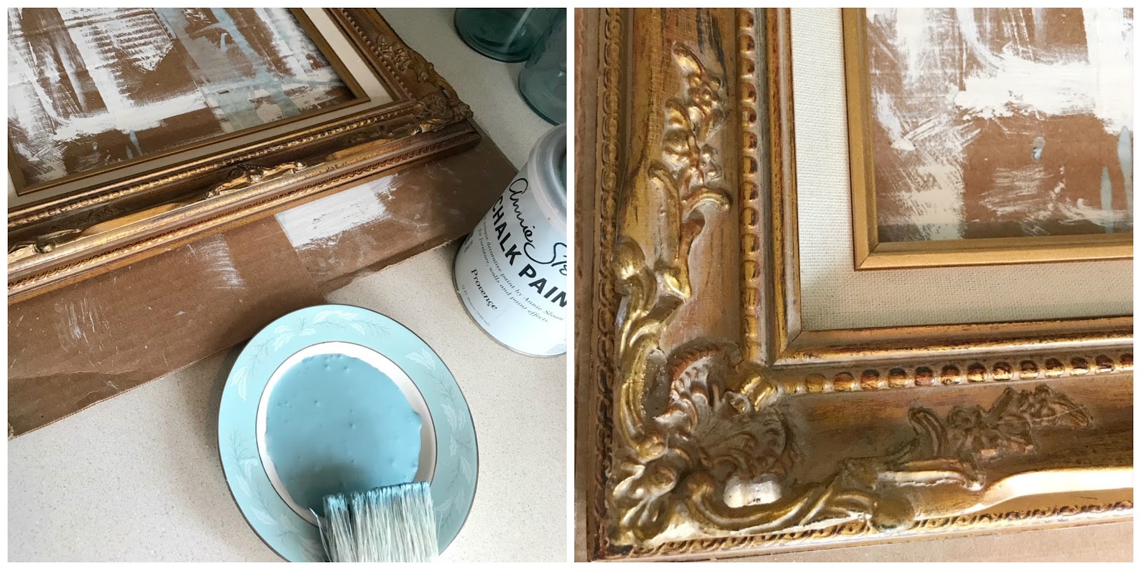 The Empty Nest Diy Tutorial Annie Sloan Whitewashed Gold Frame For Here Is What The Frame Looked Like Originally Unimpressive Gold Paint With A Worn Off White Linen Inner Section Enter Annie Sloan Provence