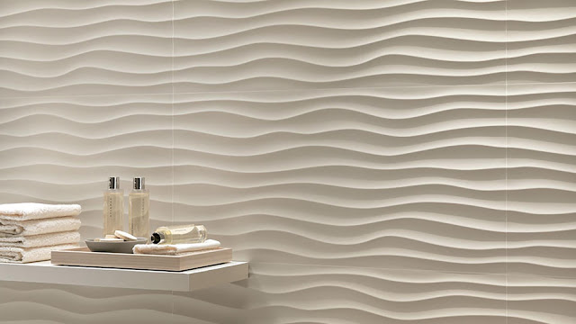 Tile design on wall with sinuous motifs surfaces