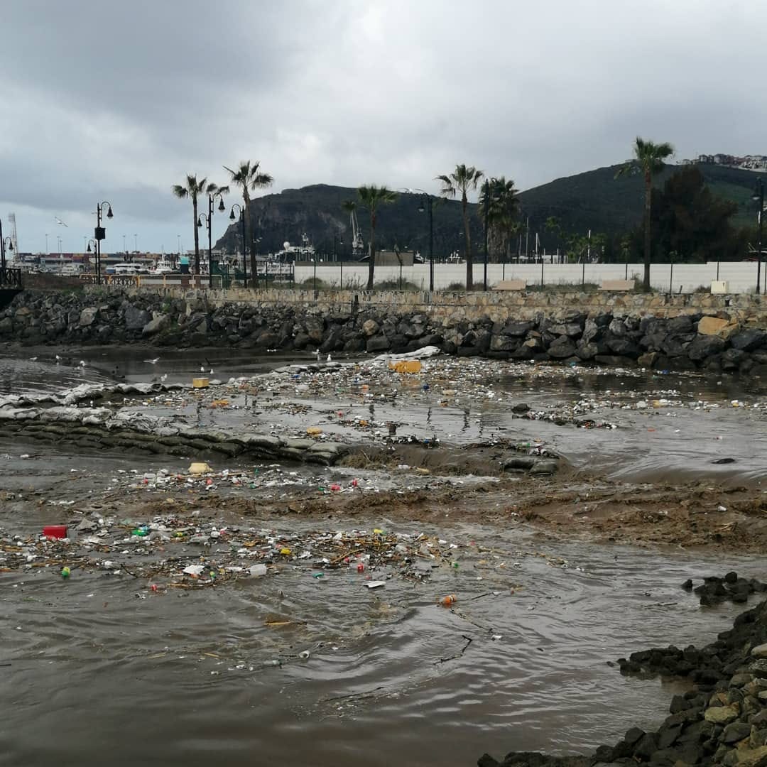 Contaminación por basura en muelle en arroyo Ensenada 