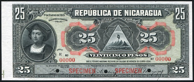 Currency Nicaragua Paper Money 25 Pesos Banknote bill