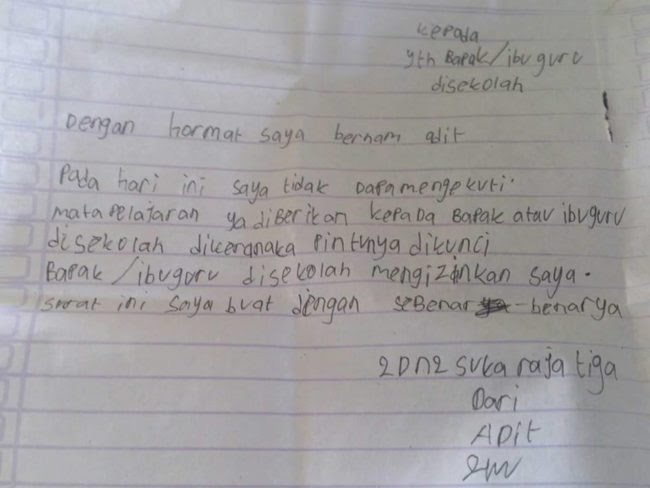 Wkwk 9 Surat Izin Gak Masuk Sekolah Tergila - Ir.Novanyp