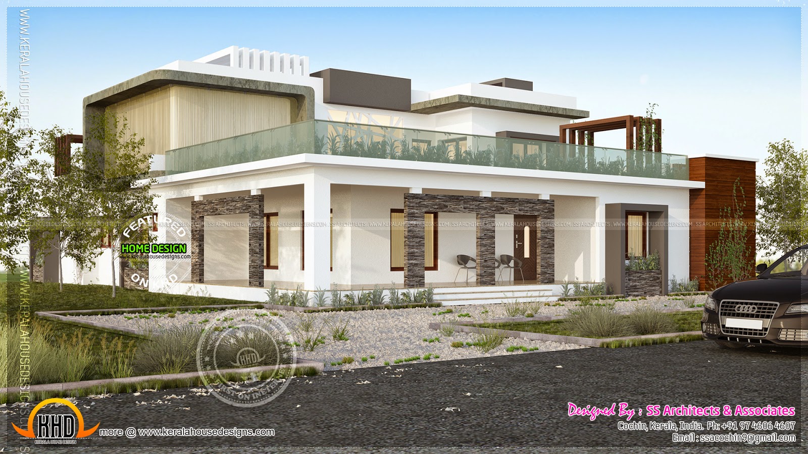 Contemporary house final view - Kerala home design and floor plans