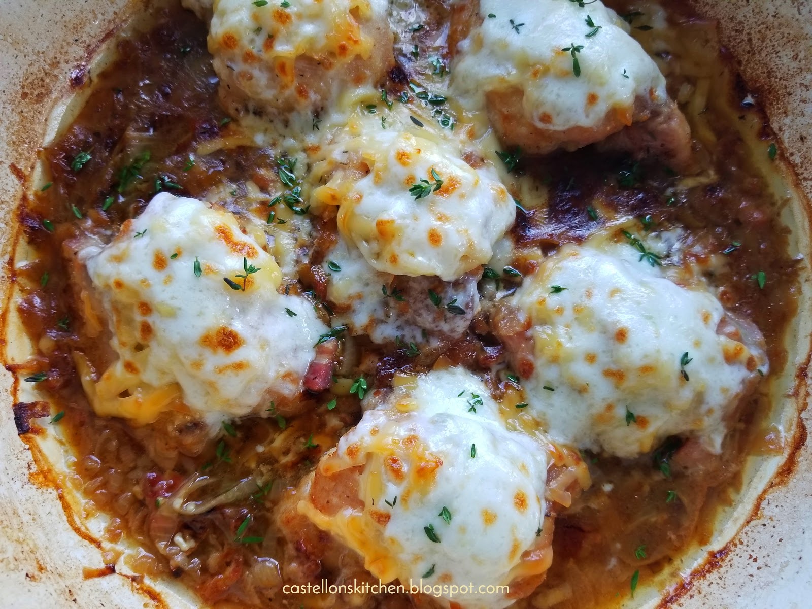 Castellon's Kitchen Baked Chicken with Onion Pancetta Gravy