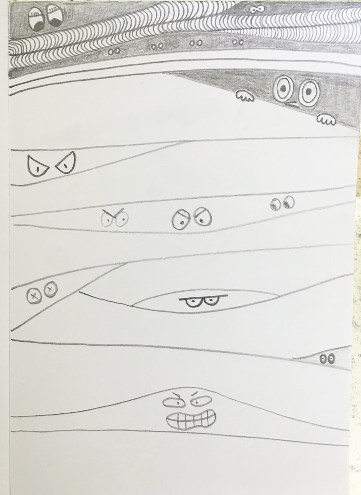 Halloween Inspired Zentangle Doodle Peeping Monsters