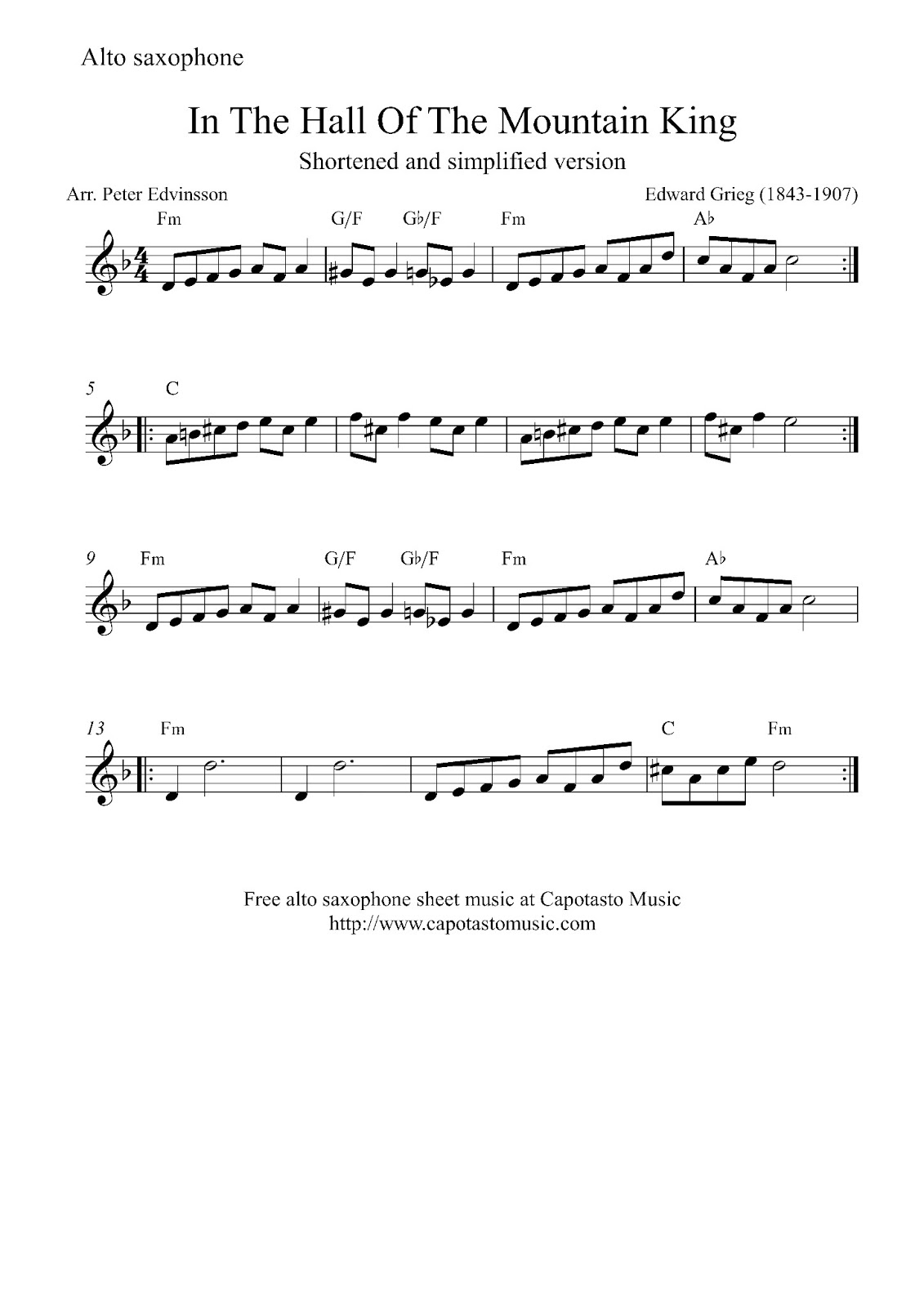 Free Alto Sax Sheet Music