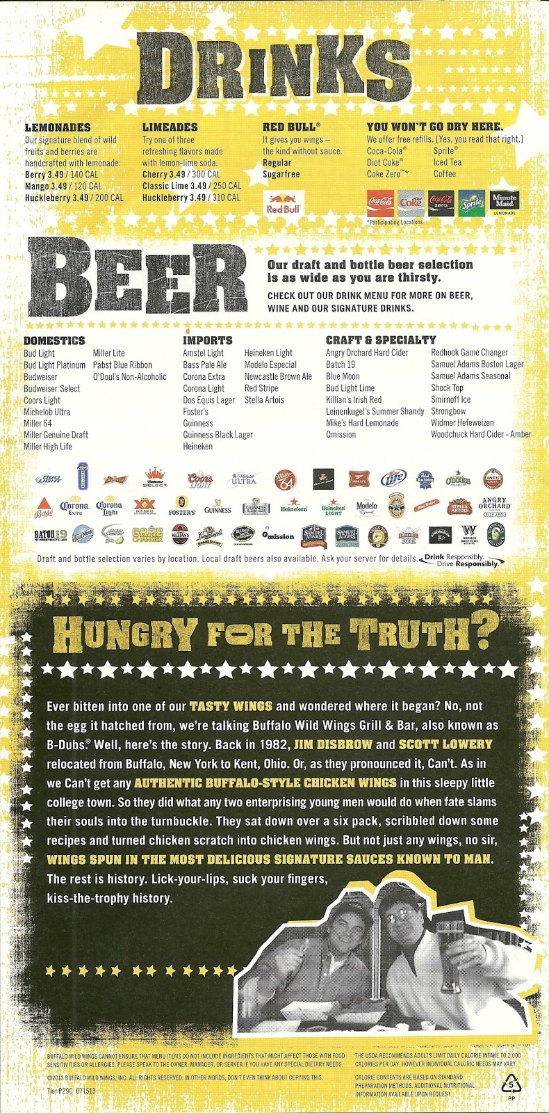 Edge of the City Buffalo Wild Wings Menu