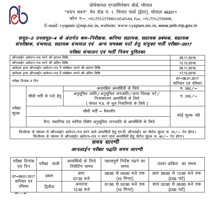 mp vyapam labor inspector jobs 2016 mp peb jobs vyapam