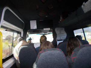 On the road inside our "Baz Bus" .