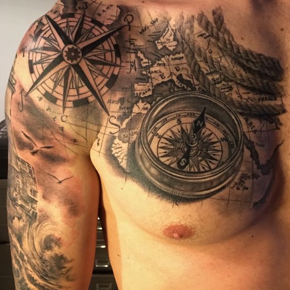 21 Mysterious Compass Tattoo Designs - POP TATTOO