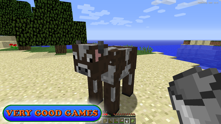 Minecraft game screenshot - a cow