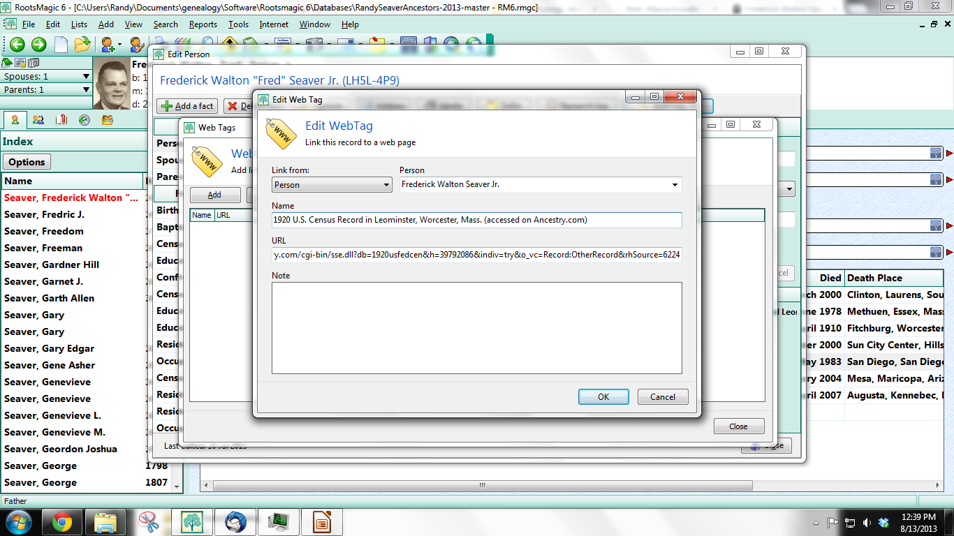 Genea-Musings: Using the Web Tags Feature in RootsMagic 6