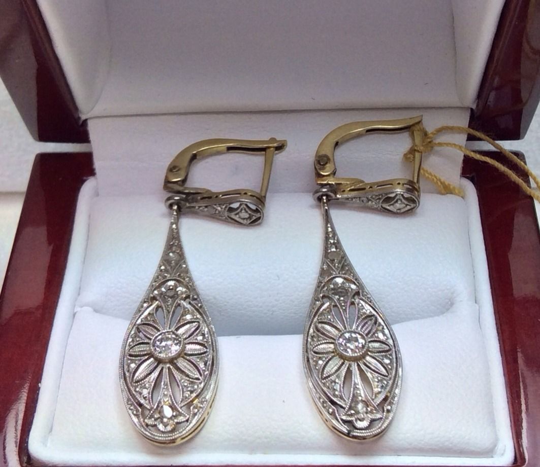 Delightfully Deco Edwardian Diamond Earrings