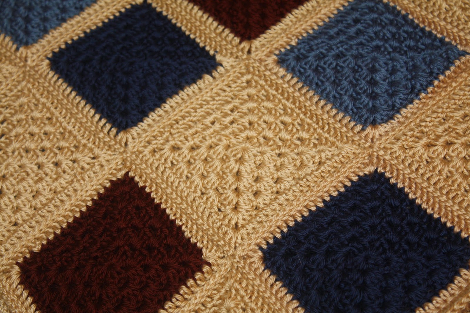 Jamie Lynne ~ Craft Guru: Blue and Brown Granny Square Afghan Finished!!