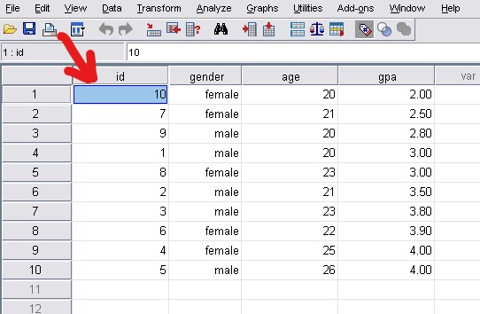 sort data 
