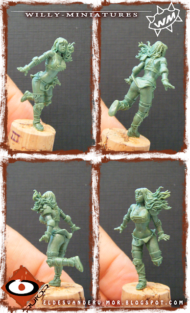 Blood Bowl Amazon Team linewoman miniature by ªRU-MOR for WILLY Miniatures. Warhammer medieval football. Scale 30mm