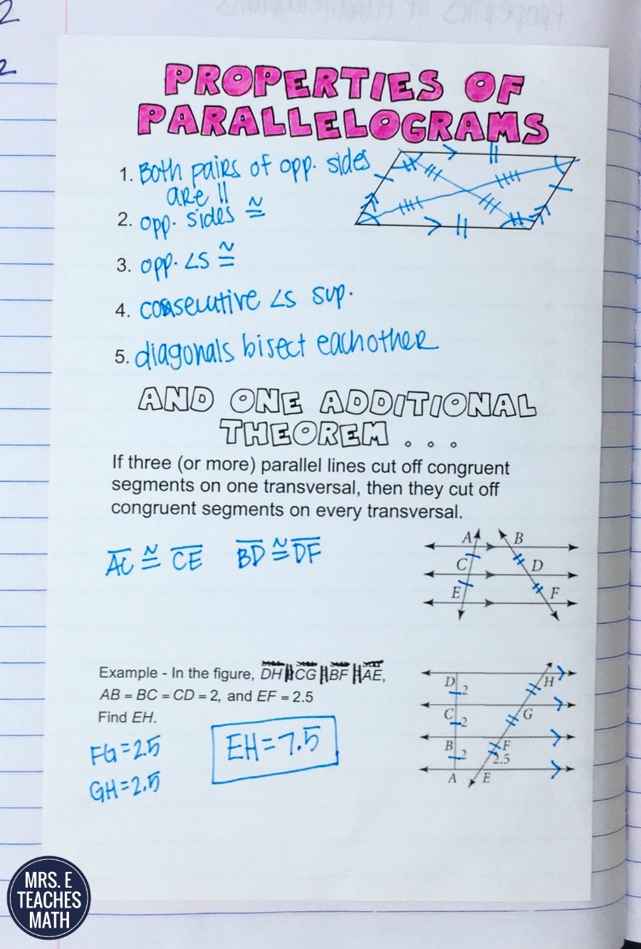 Quadrilaterals inb pages part 1 mrs e teaches math
