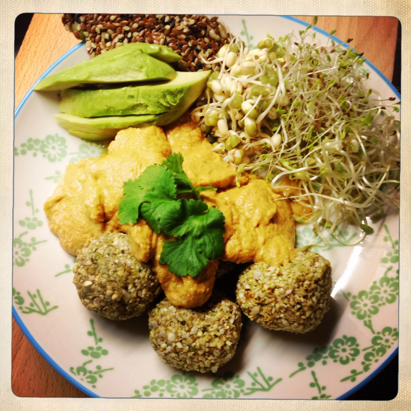 Living Food Raw Indian Kofta Balls in Curry Tomato Sauce